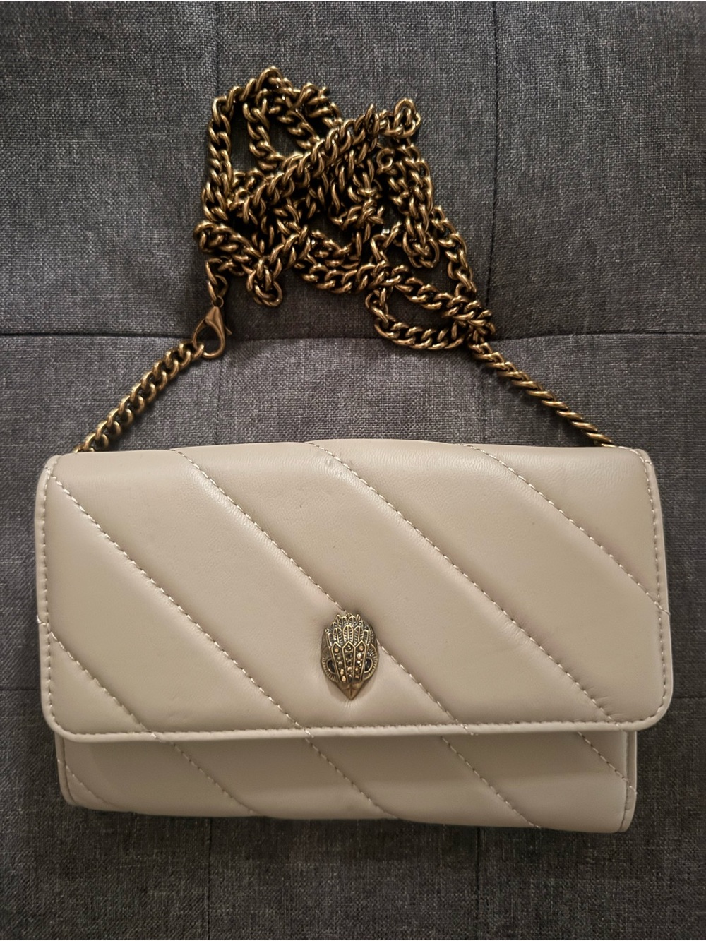 Kurt Geiger Cream Quilted Crossbody with Gold Chain